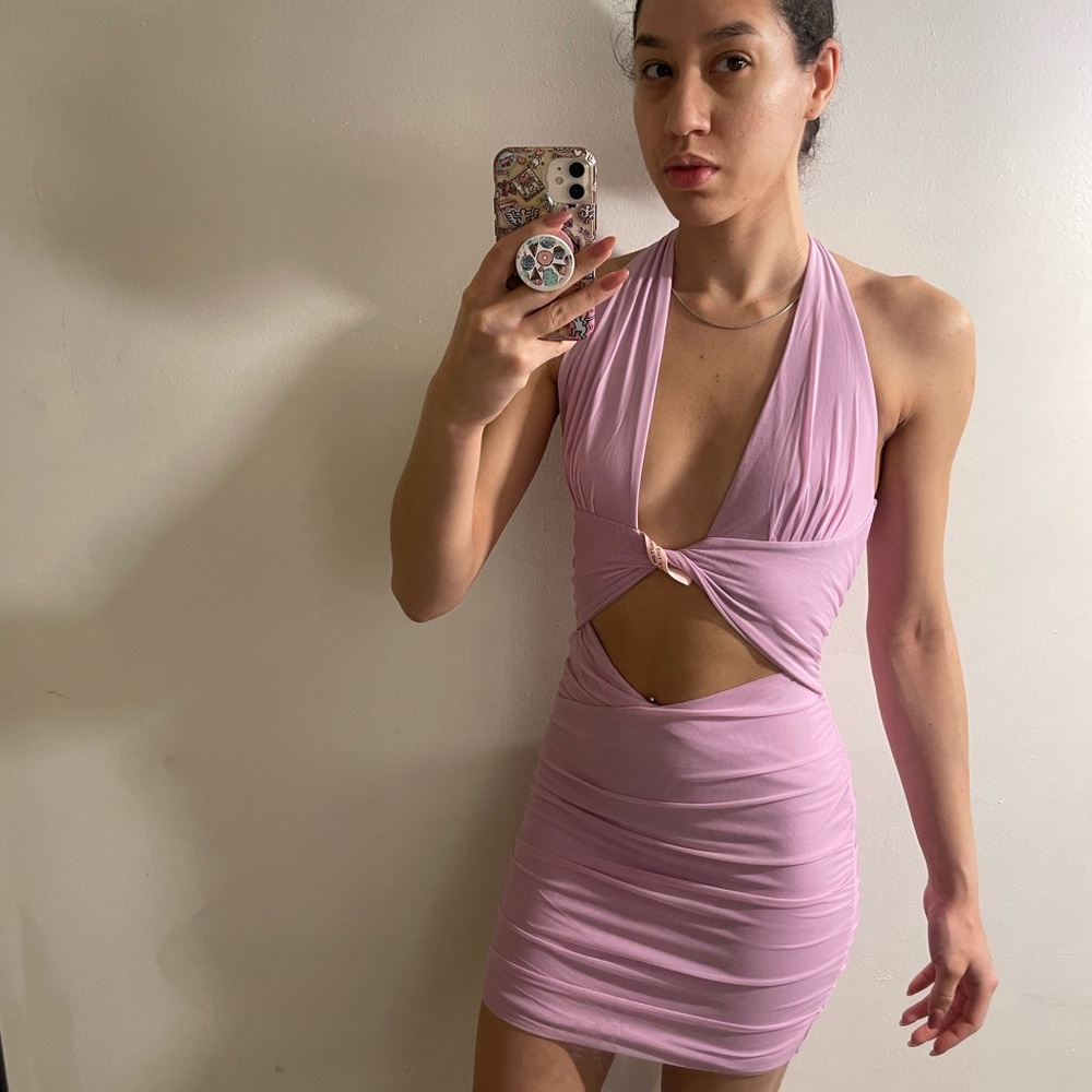 Oh Polly Purple Bodycon Cut Out Backless Dress
